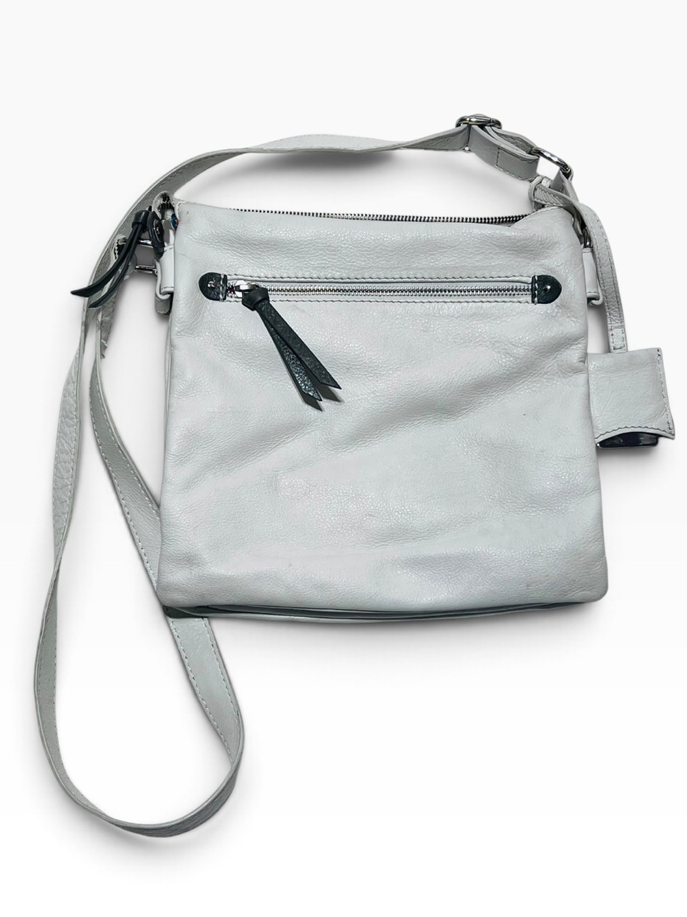 Danier Light White Gray Leather Crossbody Bag